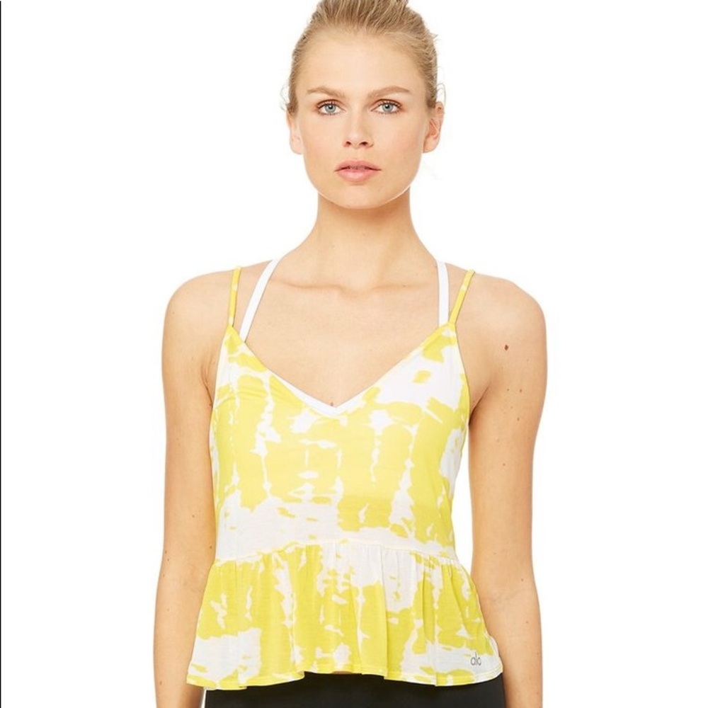 ALO Yoga Yellow Tie Dye Tank NWT